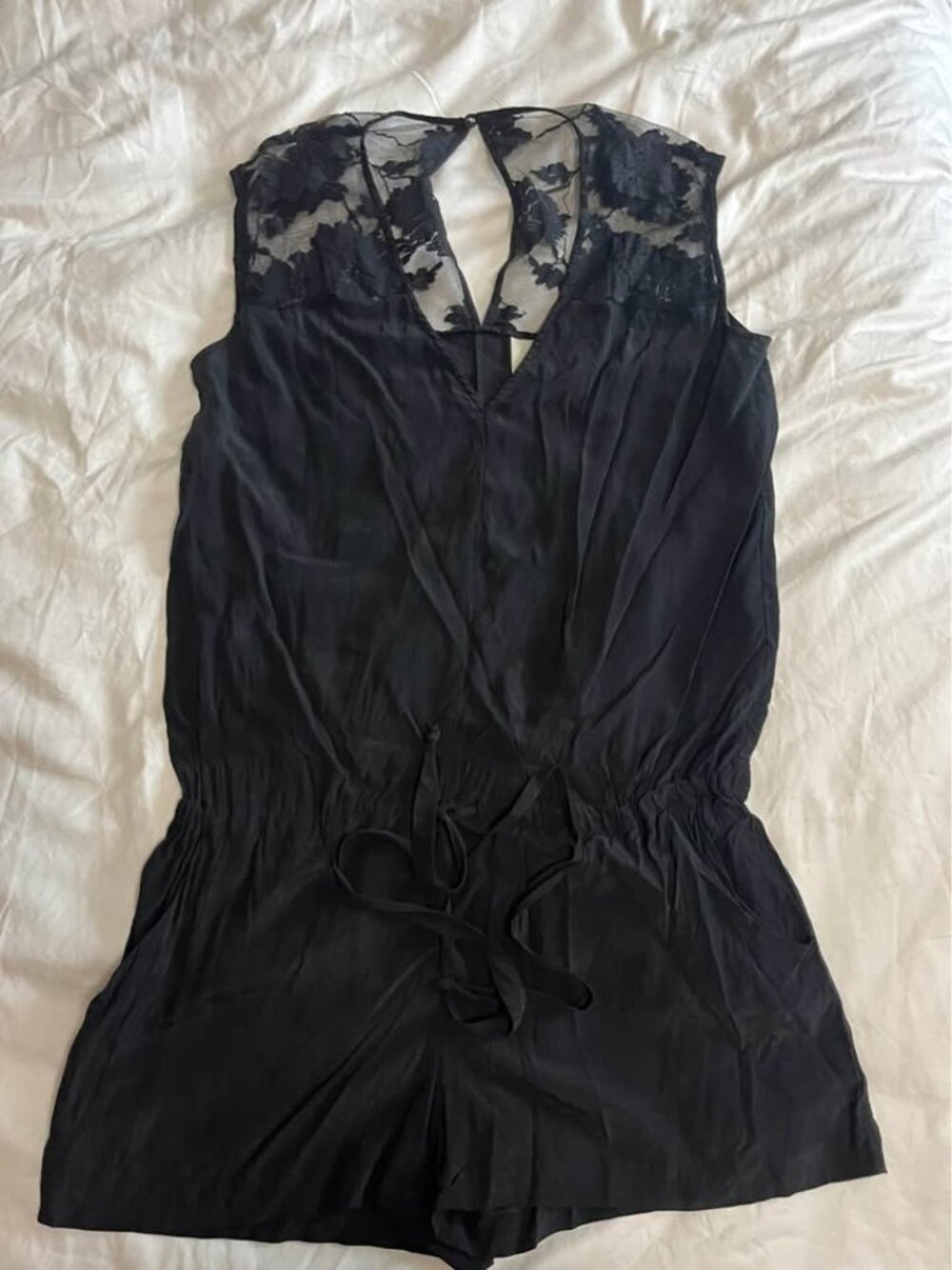 Mason 100% silk romper with lace detail size 4 / Small